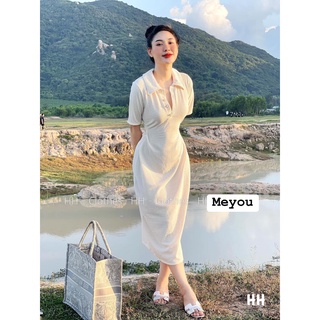 Váy sơmi nhún eo dáng dài siêu tôn dáng