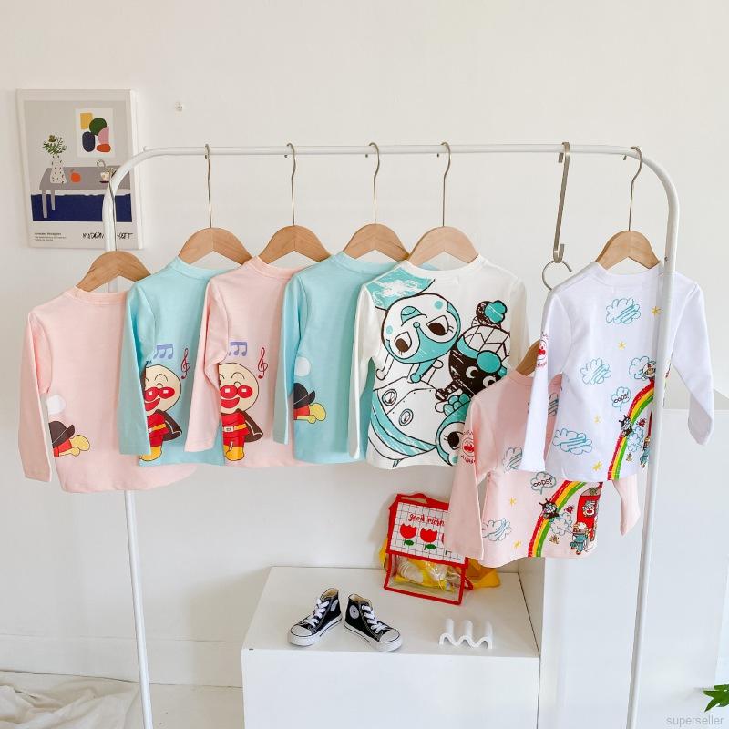 [Superseller] Kids Boys Girls Cartoon Sweater T-shirt With Round Neck And Long Sleeve Sweater 1-6 Years Old