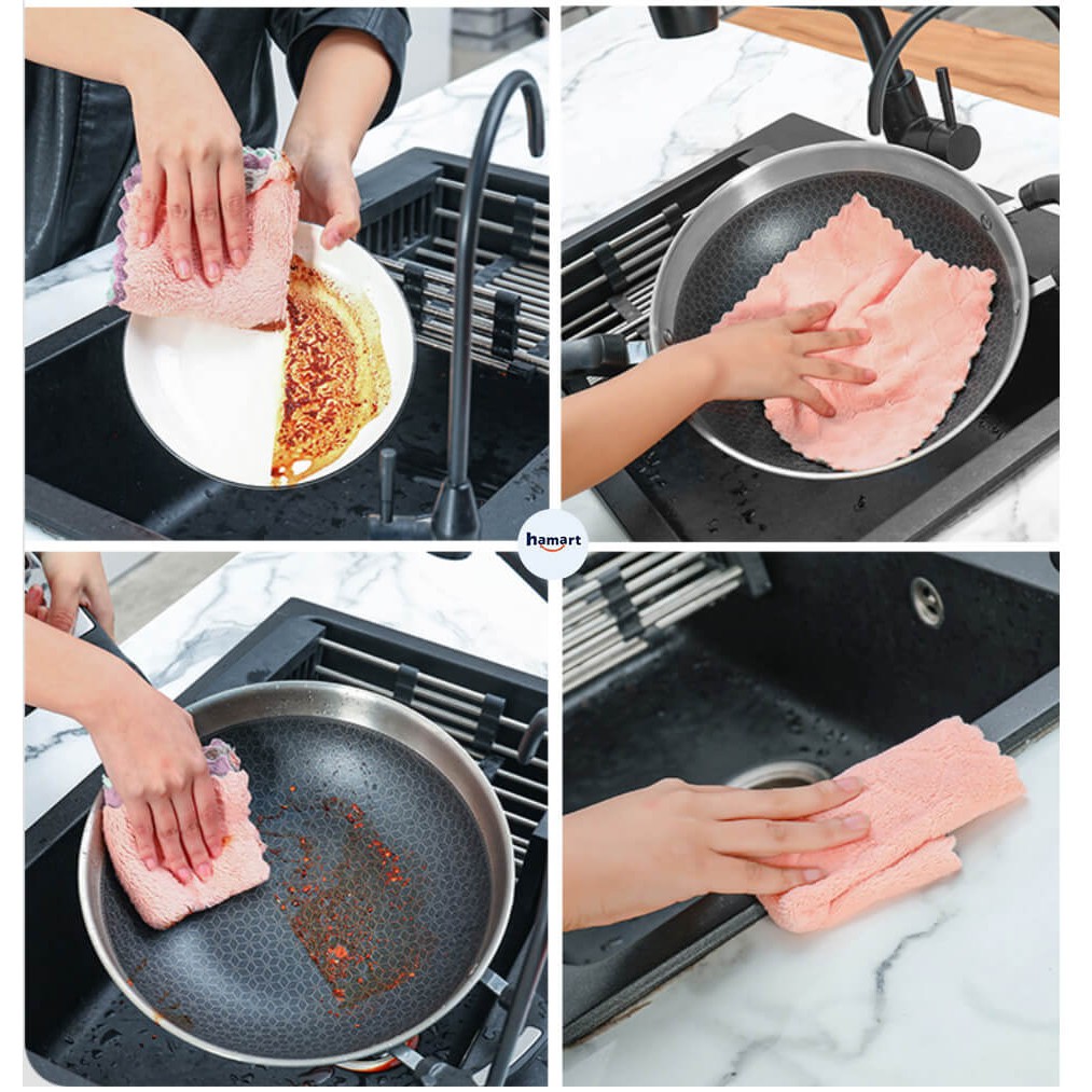 [BẢN LỚN BÔNG DÀY] Khăn Lau Đa Năng Khăn Bông Lau Tay Siêu Thấm Hút Lau Vật Dụng 2 Mặt