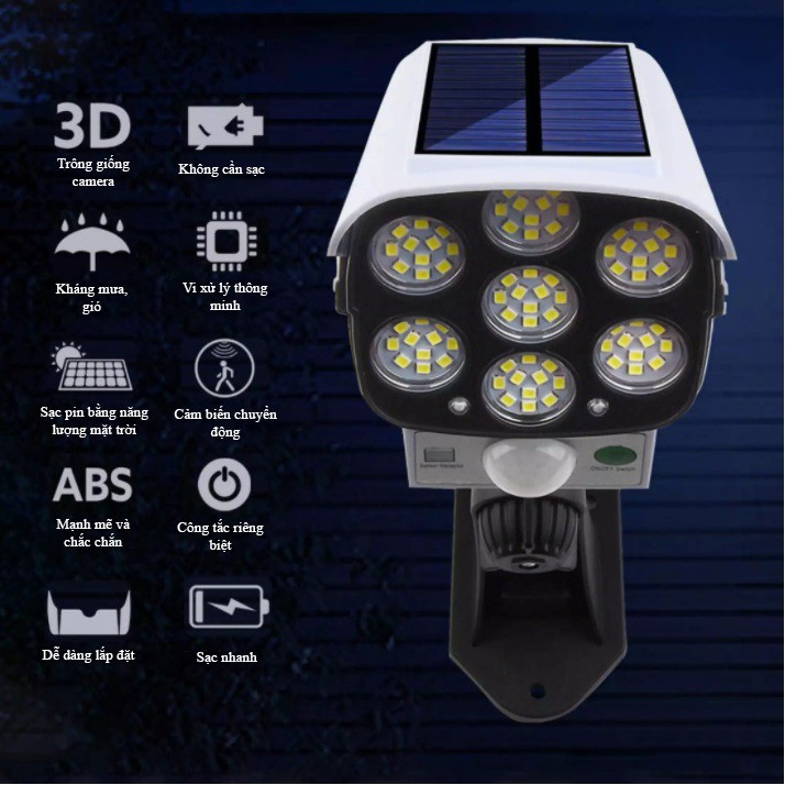 Đèn COB cảm biên di chuyển giả camera để chống trộm - điều khiển từ xa có nhiều chế độ - K1138