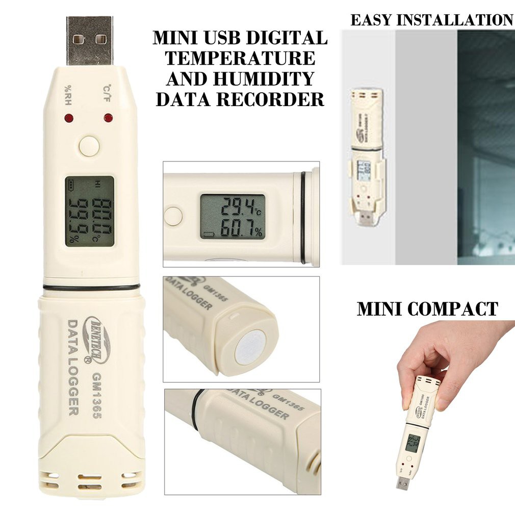 [COD]Máy ghi dữ liệu nhiệt độ và độ ẩm tự động kỹ thuật số Benetech GM1365 có đầu USB