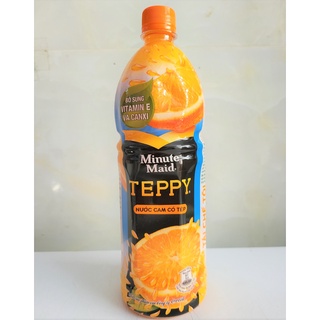 Chai 1 Lít NƯỚC CAM CÓ TÉP VN TEPPY Orange Juice Drink with Orange thumbnail