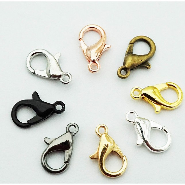 Set 50 Móc Khóa Càng Cua 10 12 14mm Bằng Kim Loại 5MM Làm Trang Sức