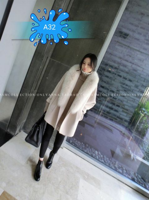 AO KHOÁC DÀI,CỔ LÔNG, PHONG CÁCH HÀN QUỐC