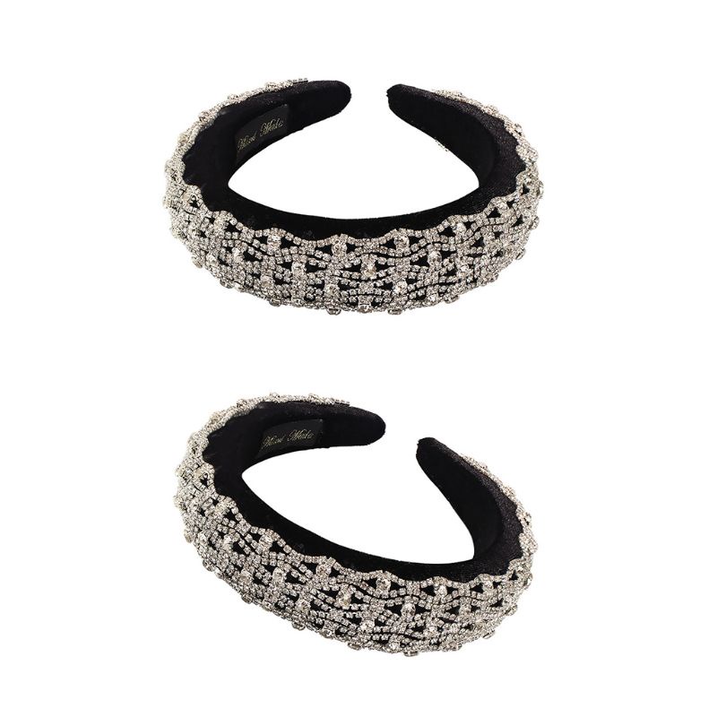 Băng Đô Nhung Gợn Sóng Đính Đá Lấp Lánh Cho Nữ