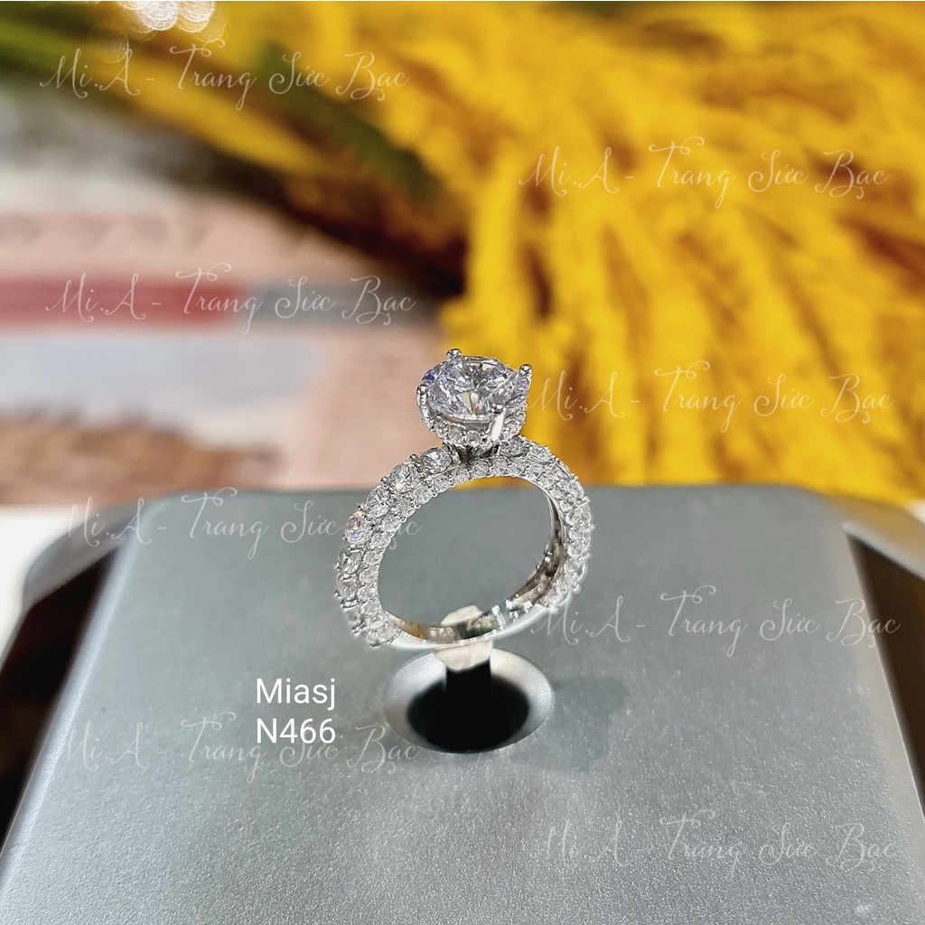 Nhẫn đính hôn bạc Ý S925 MiASJ N466 nữ nạm đá cao cấp, sang trọng