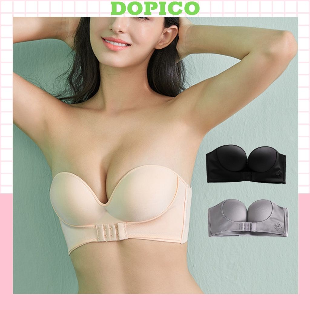 Áo ngực không dây không gọng nữ su nâng ngực chống tụt mặc đầm hở lưng Lanixa DOPICO A336