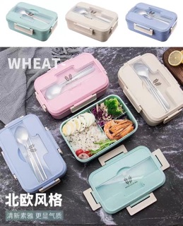 Hộp cơm lúa mạch 3 ngăn kèm muỗng thìa