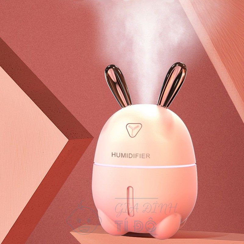 Máy Phun Sương Tạo Ẩm Không Khí Hình Thỏ Dung Tích 300ml Có Đèn Led Đổi Màu