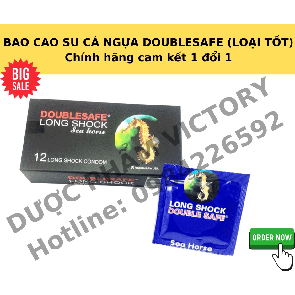 [SHIP NHANH 1H HCM]Bao Cao Su Cá Ngựa Double safe Sea Horse, Bcs Siêu mỏng Kéo dài thời gian (12 cái/hộp)