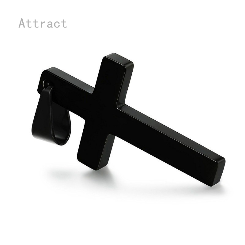 Attract Vòng cổ dạng dây xích với mặt hình chữ thập bằng thép titan cá tính cho nam và nữ