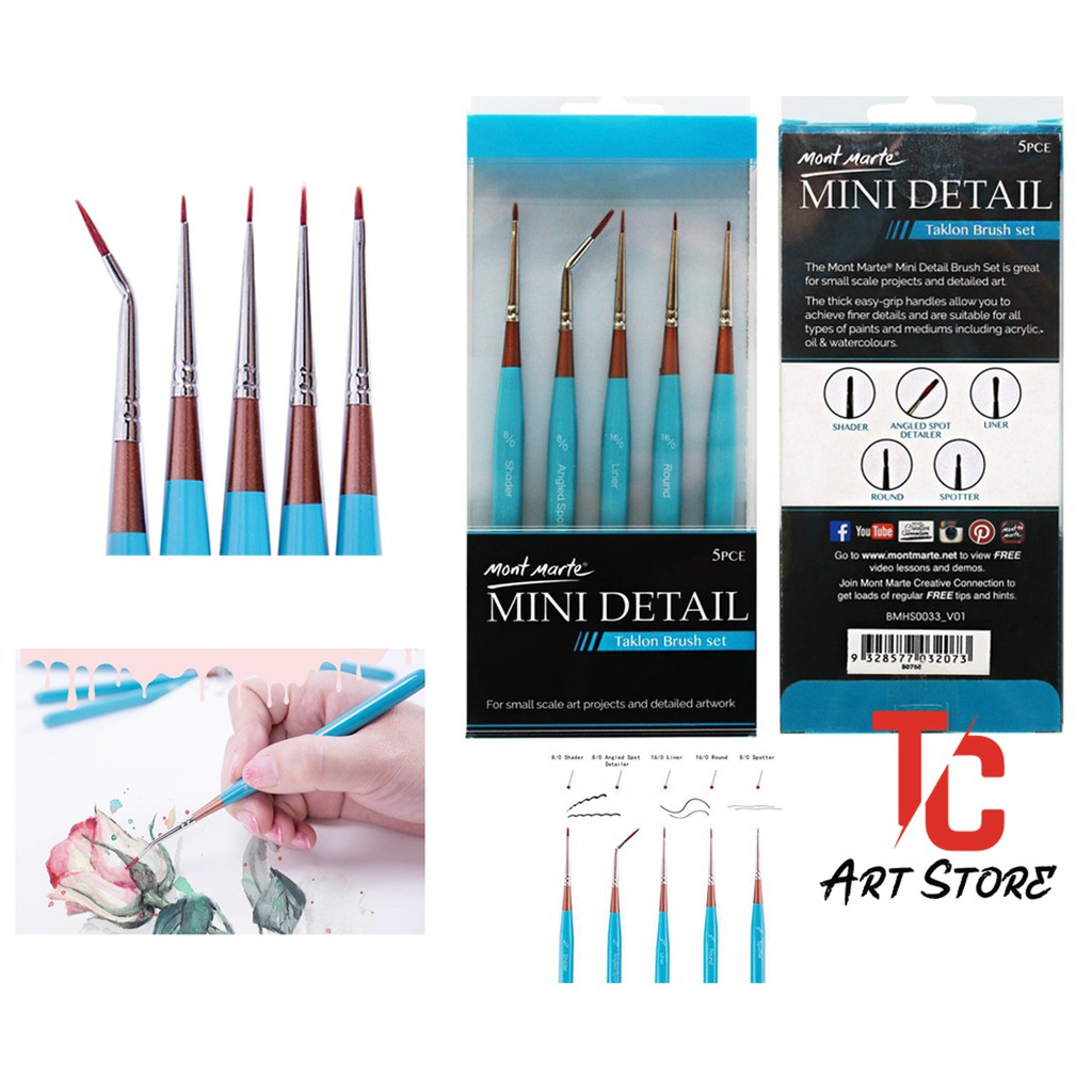 Bộ Cọ Mont Marte Mini Detail BMHS0033_V01 (Taklon Brush Set)