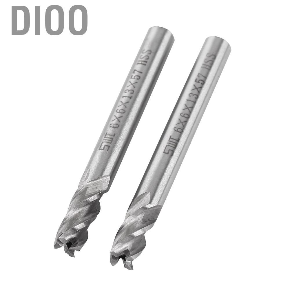 DIOO 2pcs HSS 6mm 4 Flutes End Mill Metal Cuttting Engraving Milling Machine Bit CNC Tool