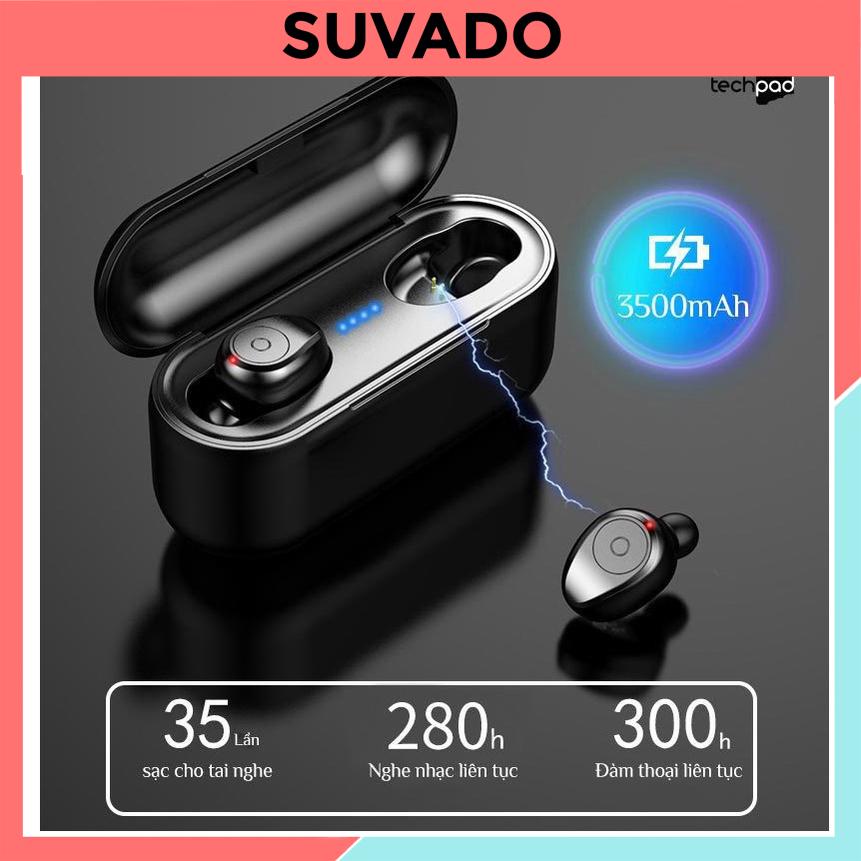 Tai nghe Bluetooth F9 TWS 5.0 bản không dây cảm ứng chống ồn chống nước, tích hợp sạc dự phòng 2000mAh