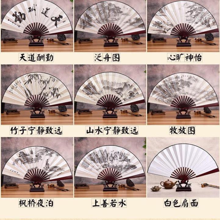 !! Quạt xếp cầm tay bằng giấy và vải
