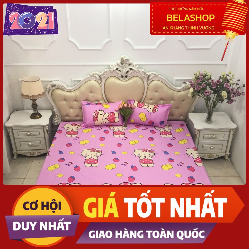 [Free ship-Xả kho cắt lỗ]Drap ga giường poly,chát chọn mẫu,sẵn hàng tại tp hcm-mẫu hello kitty dâu