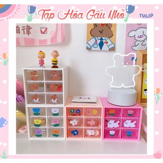 Kệ mini 2 tầng 6 ô đựng phụ kiện, mỹ phẩm, đồ dùng học tập - taphoagaunho