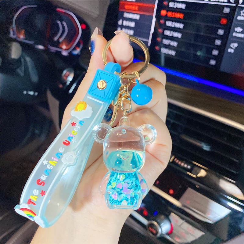 Móc Khóa Hình Bình Dầu Gấu Sáng Tạo Dễ Thương