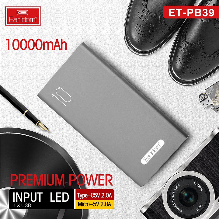 [Mã 267ELSALE hoàn 7% đơn 300K] Sạc Dự Phòng 10000mAh Earldom PB30 Hàng Chính Hãng