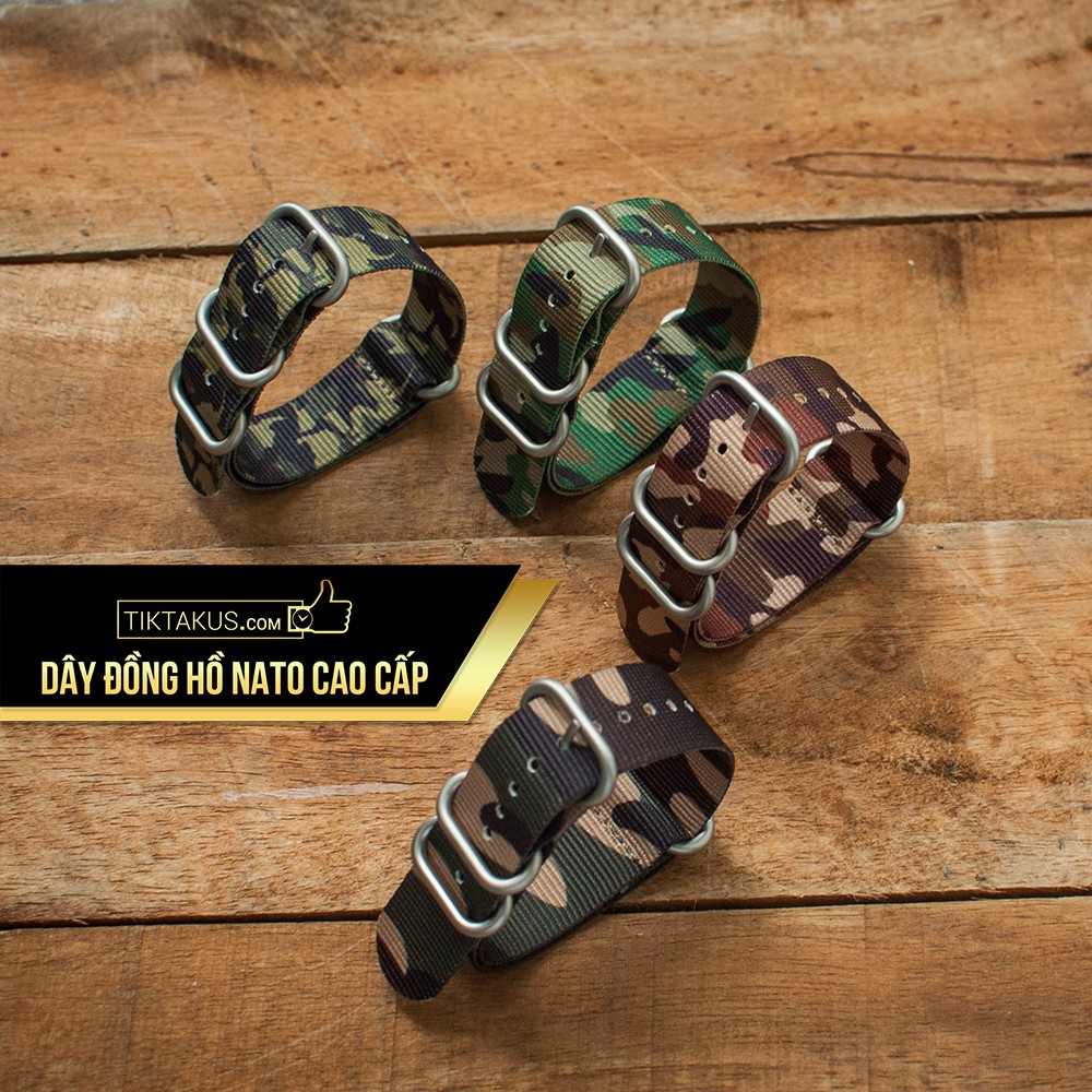 Bộ 3 Dây nato camo quân đội Size 18-20-22mm - Tiktakus( màu sắc ngẫu nhiên)