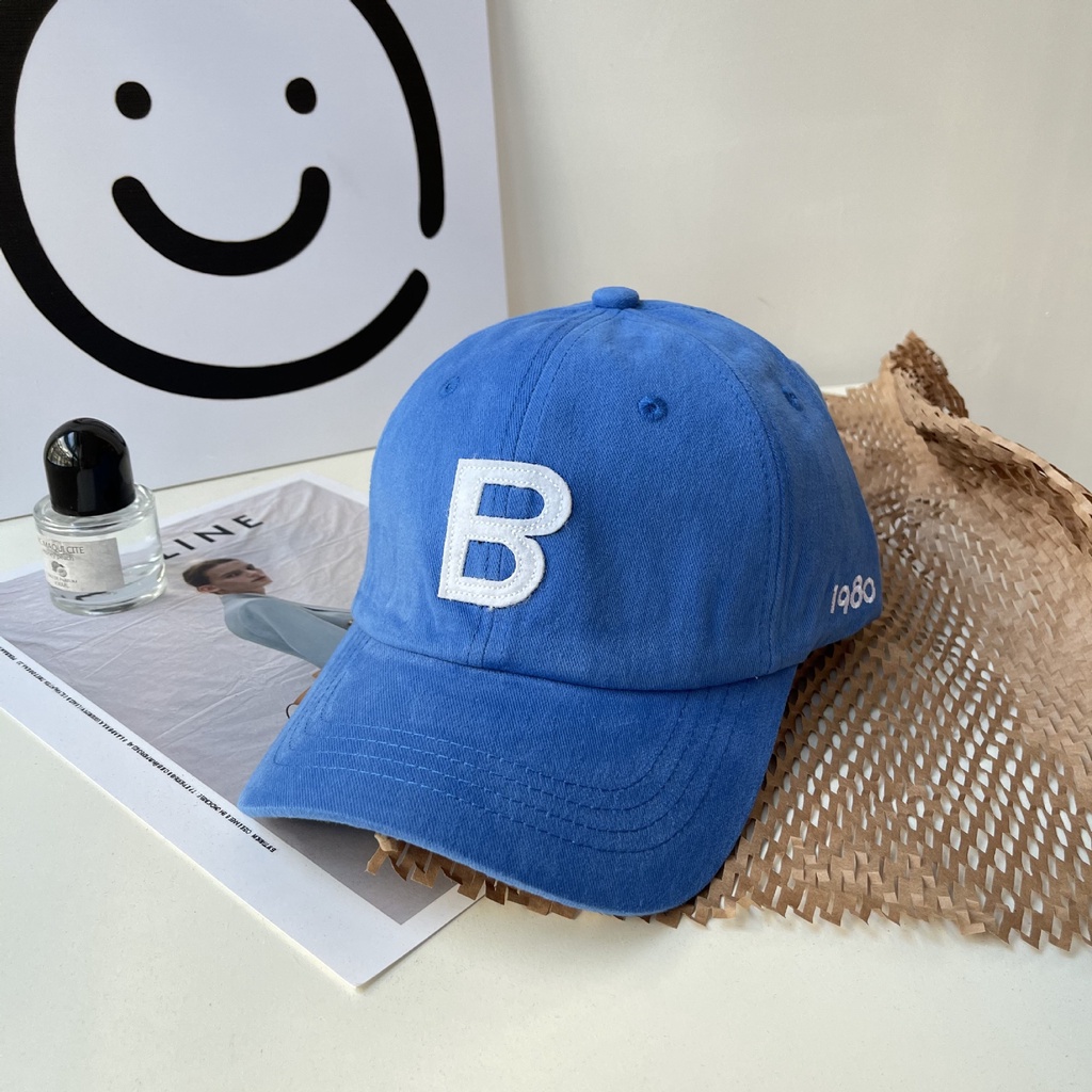 First Love Mũ Lưỡi Trai Chống Nắng Phiên Bản Hàn Quốc Thường Ngày Màu Trắng Xanh Dương Trắng In Chữ B Cho Nữ Dễ Phối Đồ