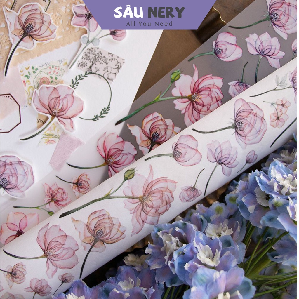 Sâu Nery - Washi tape, sticker hoa trang trí xinh xắn Rouge by Loi Design (90cm)
