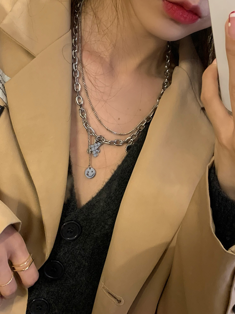 vòng cổ Hai Lớp Mặt Hình Gấu Dễ Thương Phong Cách Hip Hop