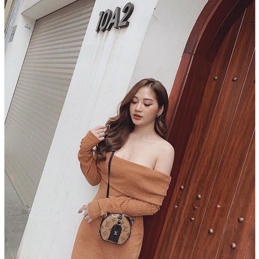 (VIDEO+HÌNH THẬT) Đầm Body Trễ Vai Tay Dài Bẹ To From Dài (ĐEN+NÂU) | BigBuy360 - bigbuy360.vn