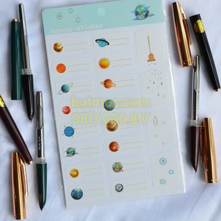 Name Sticker Galaxy (nhãn tên) và 03 viết máy Hero 331