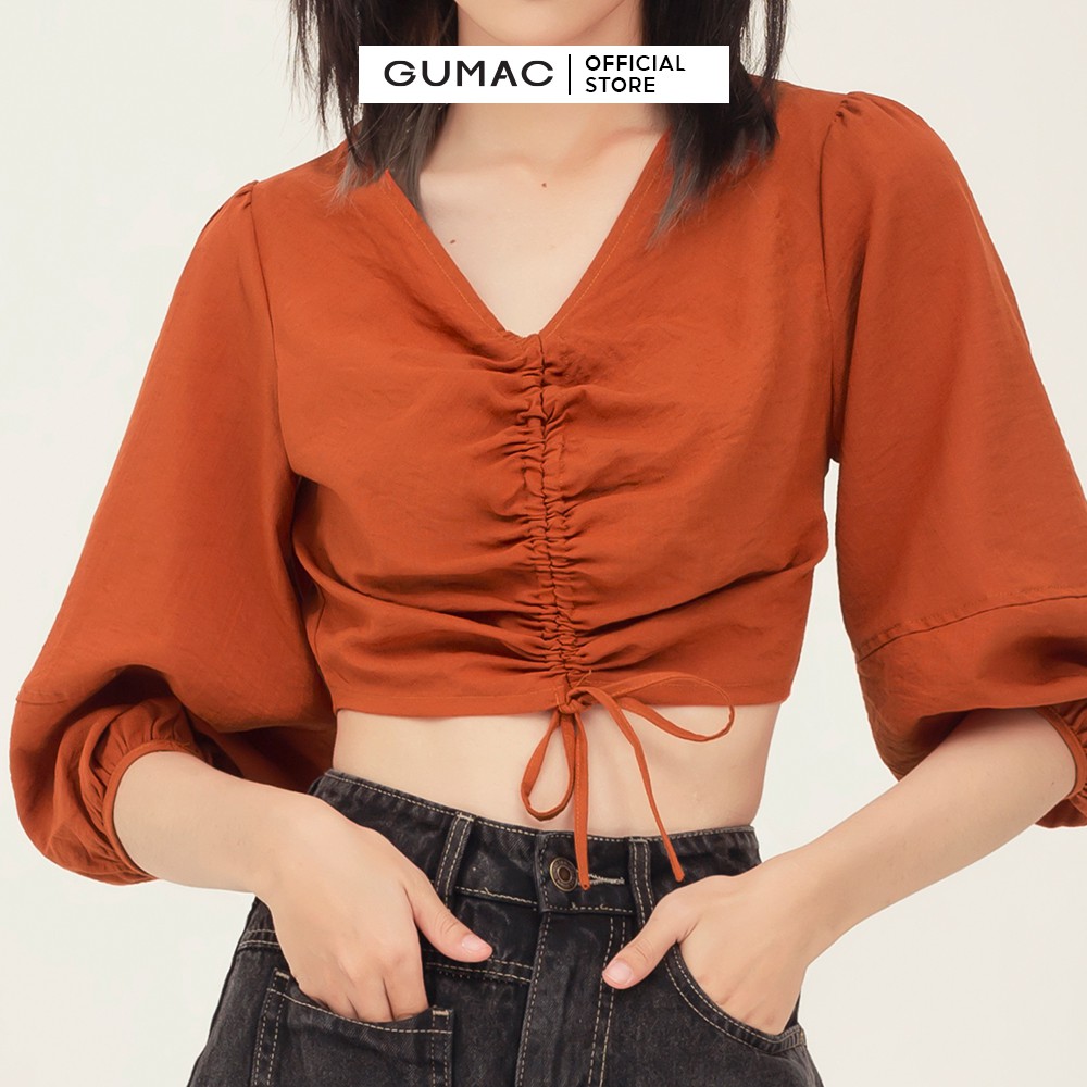 [Mã WABRGU100 giảm 15% đơn 249K tối đa 100k] Áo kiểu nữ nhún ngực tay phồng GUMAC phong cách sexy, unisex AB384 | BigBuy360 - bigbuy360.vn