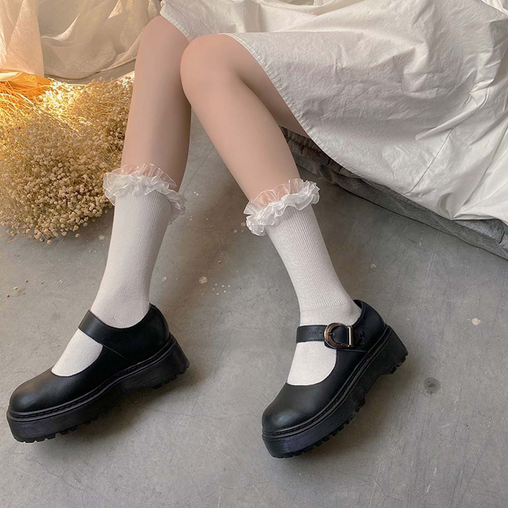 Tất Cotton Phối Ren Dễ Thương Cho Nữ