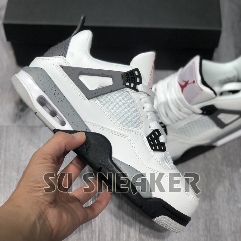 [ Su Sneaker ] Giày Bóng Rổ Jordan 4 Retro White Gray , JD4 Trắng Xám ( Full Box )
