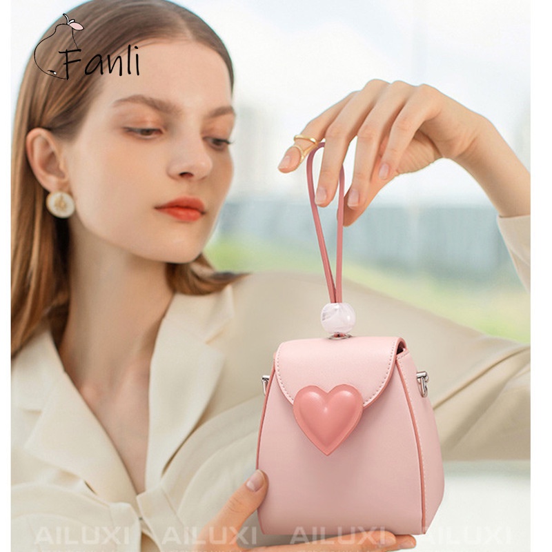 Fanli Túi Da Nhỏ Đựng Điện Thoại Màu Hồng Cơ Bản Thích Hợp Làm Quà Valentine Cho Bạn Gái