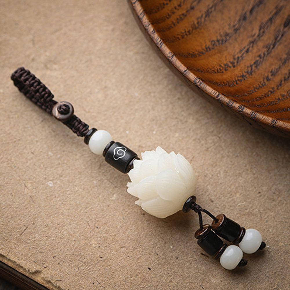 Móc Chìa Khóa / Điện Thoại Chạm Khắc Hình Hoa Sen Phật Cổ Điển Truyền Thống