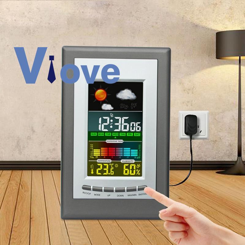 Đồng Hồ Báo Thức Điện Tử Có Chức Năng Đo Độ Ẩm Và Thời Tiết
