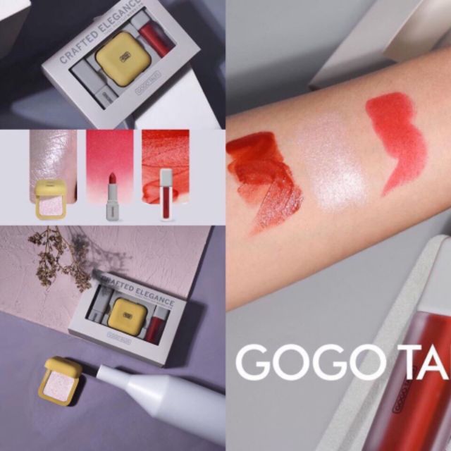BỘ PHẤN BẮT SÁNG + SON MÔI . BỘ TRANG ĐIỂM SÉT 3 MÓN GOGO TALES CRAFTED ELEGANCE | BigBuy360 - bigbuy360.vn