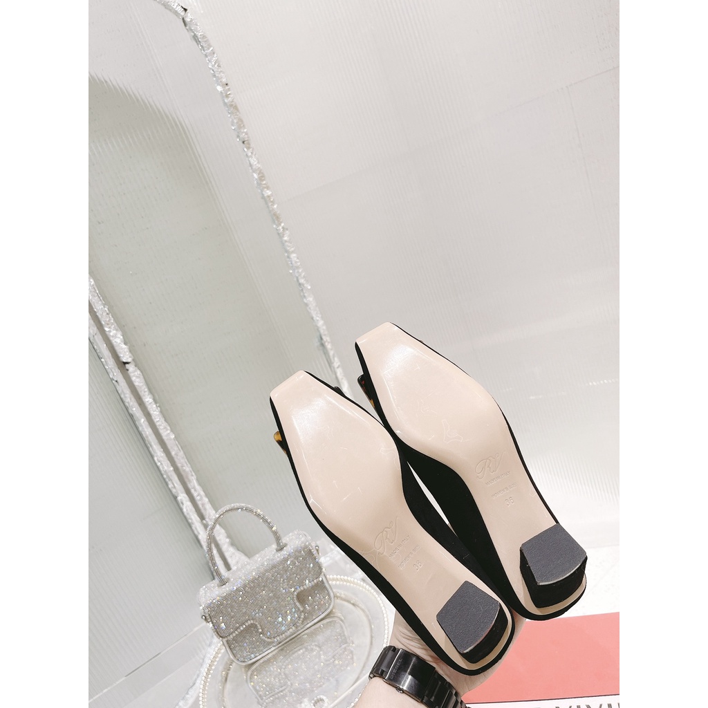 Giày cao gót nữ da thật thời trang cao cấp Roger Vivier thiết kế thanh lịch, sang trọng