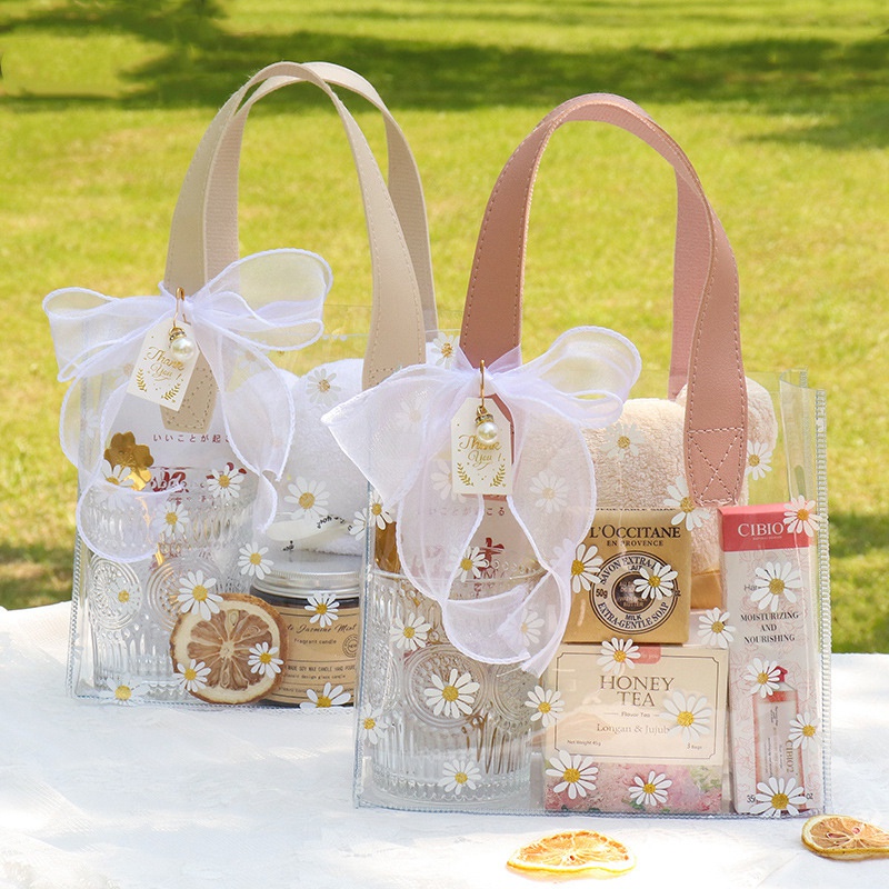 Túi Đựng Kẹo Bằng PVC Trong Suốt Họa Tiết Hoa Cúc Xinh Xắn