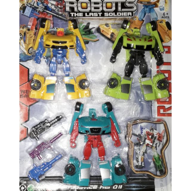 Sét 3 mô hình Robots lắp ráp biến thành xe bằng nhựa rất đẹp
