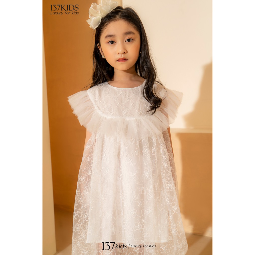 Váy công chúa ren trắng babydoll 137KIDS thiết kế lót lụa thoáng mát thấm hút mồ hôi cho bé gái