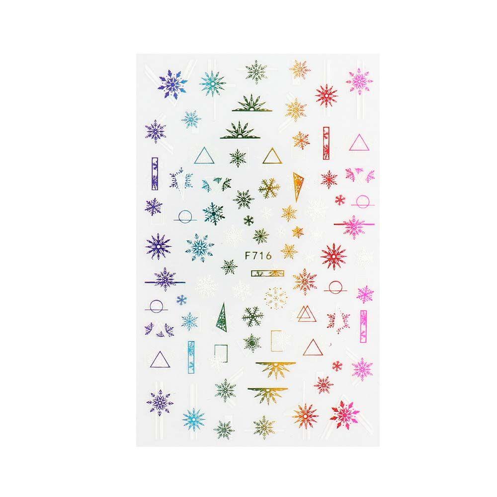 OCEANMAP Miếng Dán Trang Trí Móng Tay Họa Tiết Tuần Lộc / Hoa Tuyết / Chữ Tiếng Anh Màu Sắc