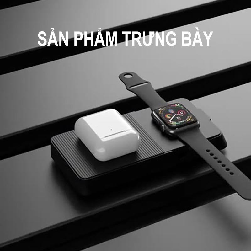 Bộ sạc không dây 3 trong 1 dùng cho iPhone X 8 Samsung có sạc nhanh cho Airpods Apple Watch 4 3 - NB3IN1