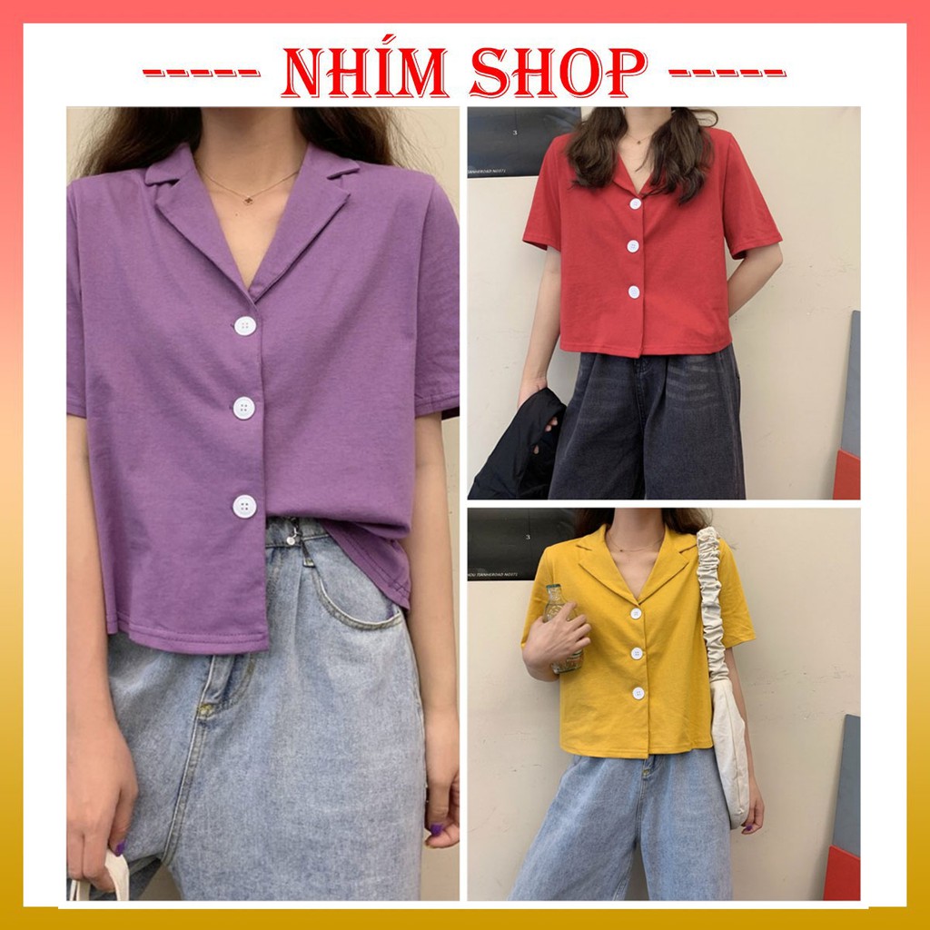 Áo Sơ Mi Ngắn Tay Dáng Rộng Cổ Bẻ Thời Trang - Áo Sơ Mi Nữ Ulzzang Nhiều Màu Trơn SM03