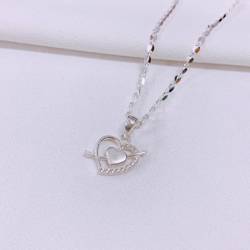 Dây chuyền bạc mặt tim love LINH MIU SILVER