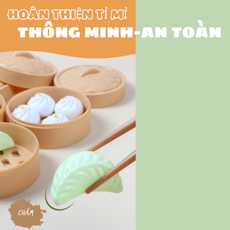 Đồ chơi nấu ăn cho bé Datas mô phỏng nhà bếp Bộ đồ chơi nhà bếp 88 món bánh bao, há cảo, bắp mô phỏng đầy đủ các món ăn