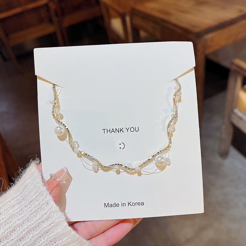 Vòng Cổ Pha Lê Thiết Kế Ba Lớp Phong Cách Hàn Quốc Mới