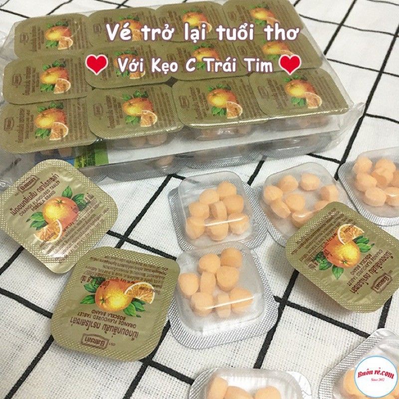 Vỉ kẹo C hình trái tim thái lan ( vỉ 24hộp)