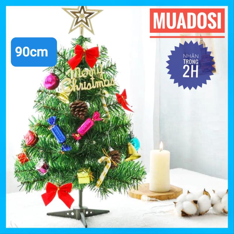 [Tặng Kèm 2 Dây Kim Tuyến + Ngôi Sao] Cây Thông Noel Cao Cấp Cao 90cm