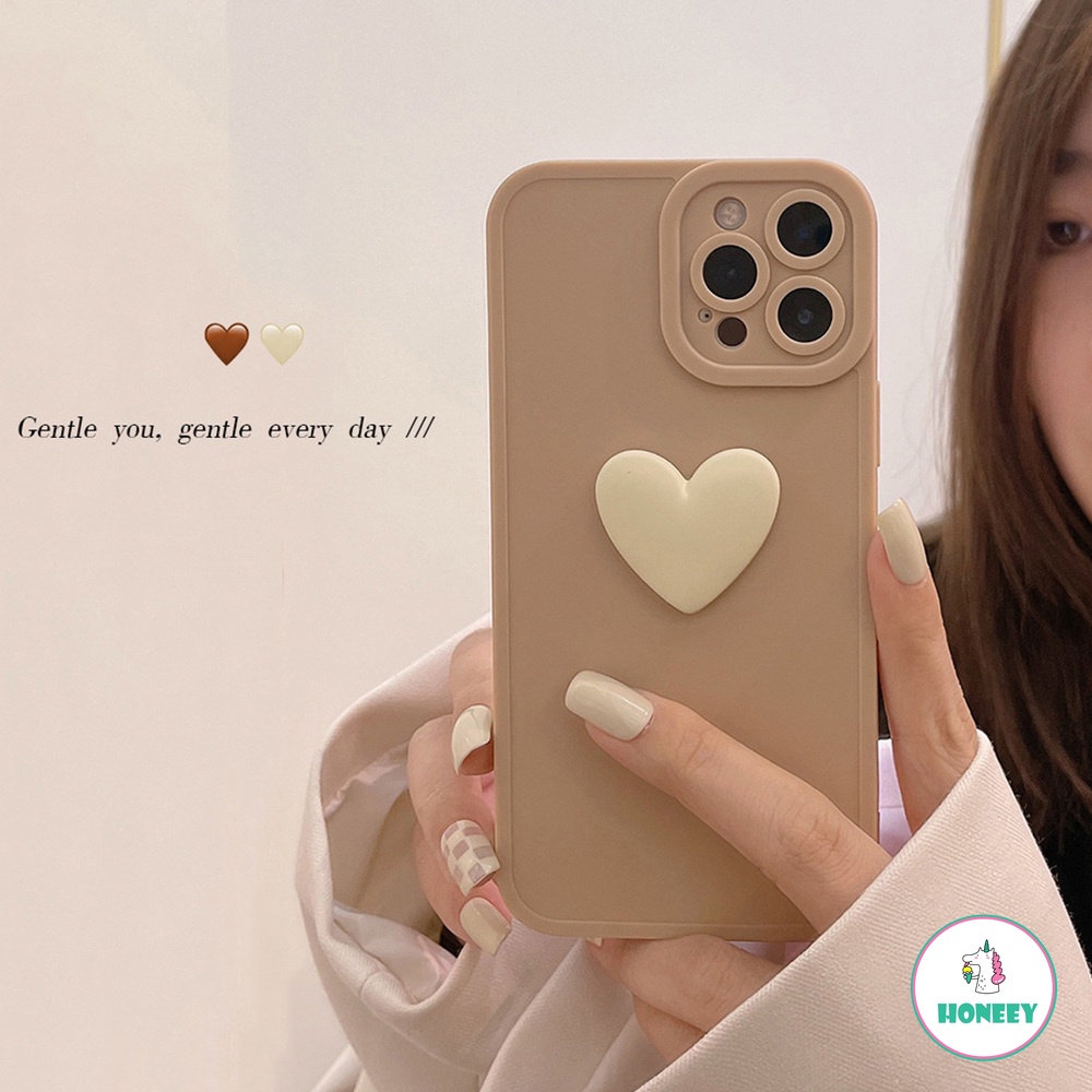 Ốp điện thoại TPU mềm nhám chống va đập hình trái tim cho iPhone 13 12 11 Pro Max X XS XR 7 8 Plus