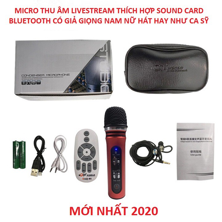 Micro Thu Âm Karaoke Livestream ATK10 - Tích Hợp Sound Card K10 Thế Hệ Mới 2020